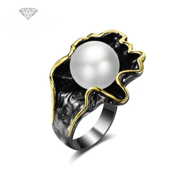 Italian Jewelry Back White Pearl Ring - Picture 2 of 15